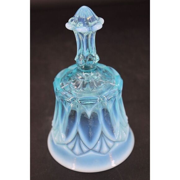 Fenton Blue Opalescent Glass Bell 6 to 7 Inches Unsigned - Picture 4 of 9